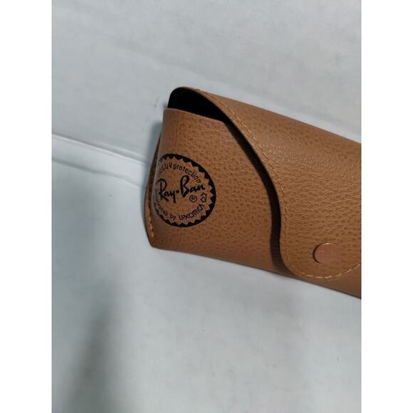 Ray Ban Brown Leather Case only No cleaning cloth PRE OWNED Black Logo - Picture 2 of 13